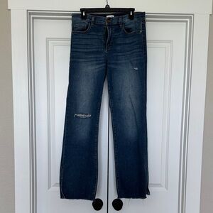Sneak Peek Indigo Wide-Leg Distressed Jeans